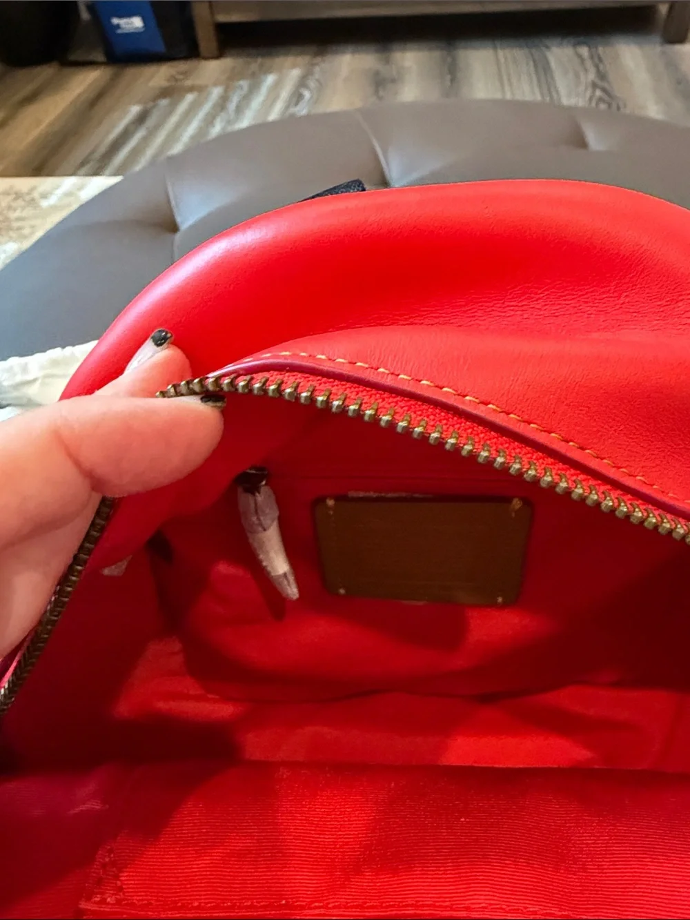 Coach Red Leather Mini Backpack with Motorcycle Mickey